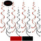 Aimto Black and Red Party Swirl Decorations,Foil Ceiling Hanging Swirl Decorations, Whirls Decorations,Pack of 20...