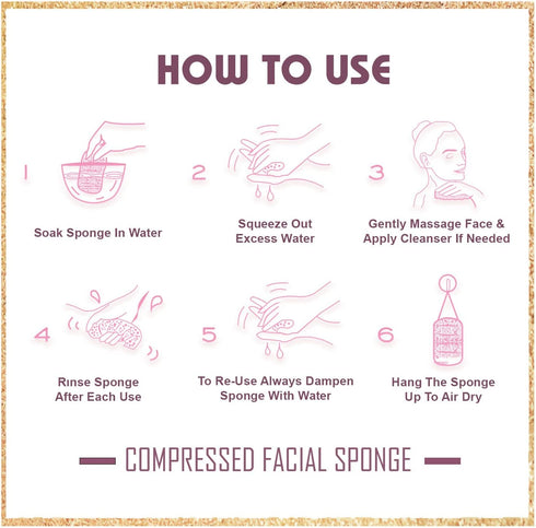 60-Count Compressed Facial Sponges | 100% Natural Cosmetic Spa Sponges for Facial Cleansing | Exfoliating Mask | Makeup Remover | Face Scrubber (H...