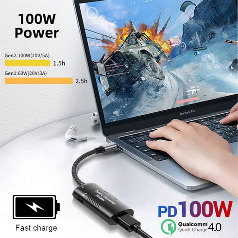 Cablecc 5.5x2.5mm 5.5x2.1mm DC Power Input to 100W Dual Type C USB-C and Type-A Output PD Emulator Trigger Charge Cable......