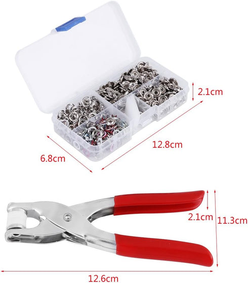 Press Stud Pliers Heavy Duty - 120 Pcs Buttons+1 Pliers+1 Punch Tool 120 Sets Mix Colors Metal Prong Snap Buttons Fasteners Press Studs and Plier ...