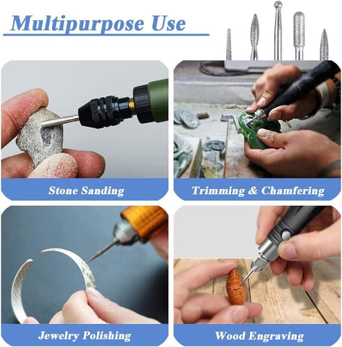 30 Pcs 2.35mm Shank Diamond Titanium-Coated Burrs Set, Rotary File Burs Accessories Kit for Grinding Polishing Carving Stone Jewelry Ceramics...