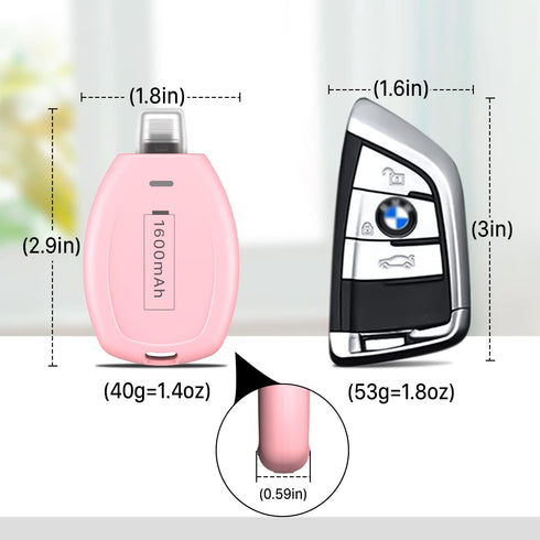 USB C Keychain Portable Charger Power Bank Compatible with iPhone 15/15 Plus/15 Pro/15 Pro Max, 1600mAh Mini Type-C Power Emergency Pod Ultra-Comp...