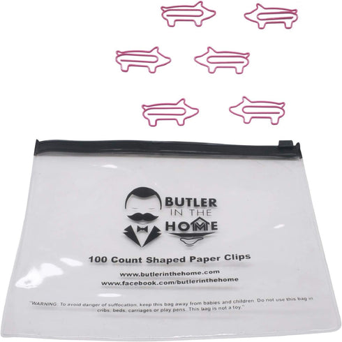 Pig Shaped Paper Clips Great for Paper Clip Collectors or Office Gift - Comes in Round Tin with Lid and Gift Box (Pink 100 Count Refill Bag No Tin...