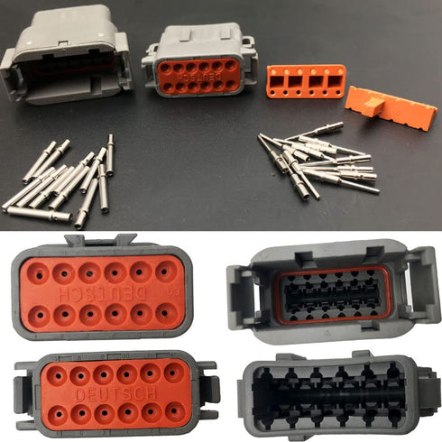 Deutsch DTM DT Series 12-pin Connector Kit, 20AWG Solid Contacts Receptacle IP67 Waterproof Heavy Duty...