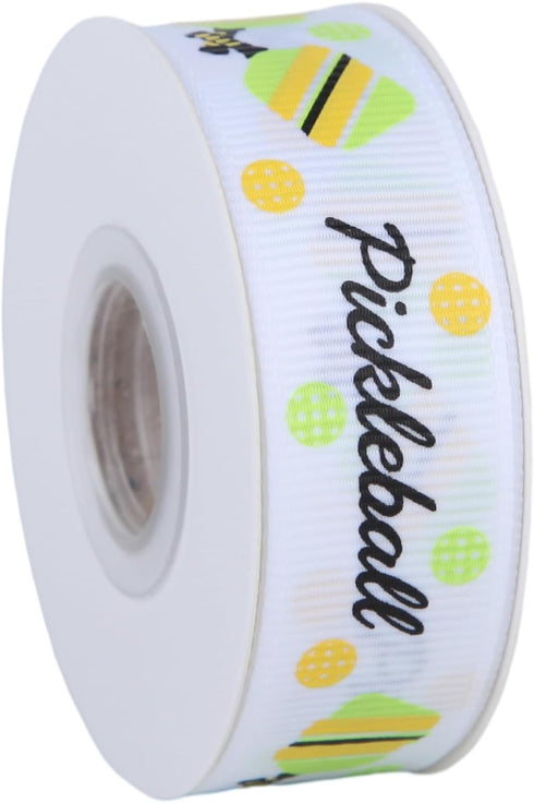 2 Rolls 20 Yards Sport Ball Ribbon 3/4Inch Fabric Ribbons for Wreath Gift Wrapping Sport Team Party Decor (Pickleball)...