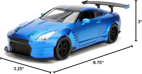 Jada Toys Fast & Furious 1:24 2009 Brian's Nissan GT-R R35 Ben Sopra Die-cast Car, Toys for Kids and Adults Blue...