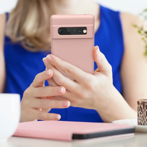 Amzpas TPU Case for Google Pixel 6 Pro, Durable Protective Shockproof Phone Case, Soft Anti-Scratch Smart Phone Cover for Women Men Sand Pink...