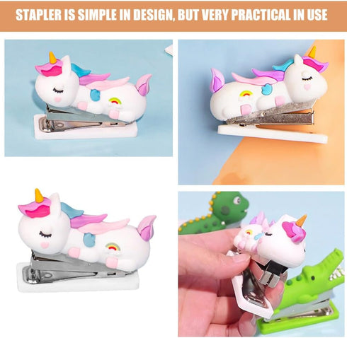 LALAFINA Stapler Cute Animal Silicone Stapler Students Hand Stapler Mini Handheld Stapler Portable Cartoon Stapler for Home Office...