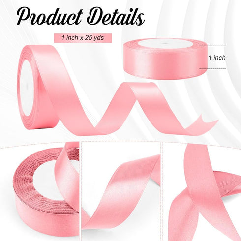Pink Ribbon Pink Ribbon for Gift Wrapping, 1 Inch 25 Yards Pink Hair Ribbon Pink Satin Ribbon Teacher Appreciation Ribbon Perfect for Thanksgiving...