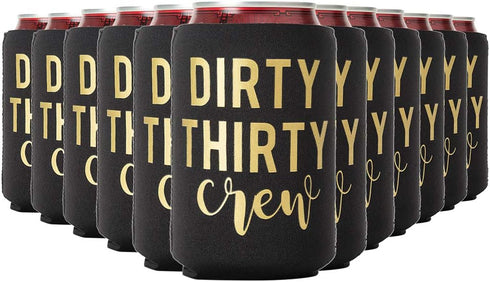 Dirty Thirty Crew Can Coolers Set of 12, Dirty 30 Birthday Decorations for Him and Her - 30th Birthday Party Favors, Party Favors for Women and Me...