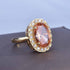Hsitgexf Huge Oval Shaped CZ Cubic Zircon Wedding Party Statement Champagne Ring Engagement Inspired Cocktails Morganite Yellow Gold Plated Ring f...