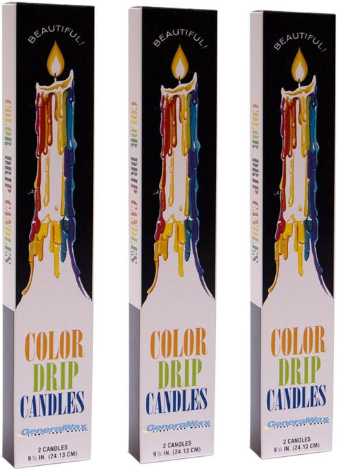 Color Drip Candles, 3-Pack (6 candles total), Unscented...