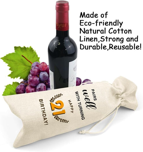 LANBAIHE 21st Birthday Gifts for Her,21st Birthday Gift for Women Men, 21 Years Old Birthday Gifts Wine Bag, 21st Birthday Decorations Party Suppl...