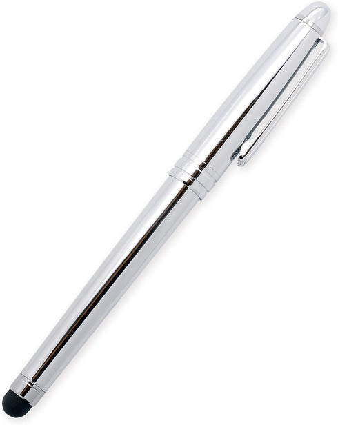 Rollerball Pen with Stylus, Classic Design, Germany Schneider Refill Black and Blue (Shiny Chrome Color)...