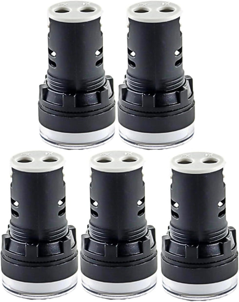5Pcs Indicator Light AC/DC 24V, 22mm Panel Mount, for Electrical Control Panel, HVAC, DIY Projects White...