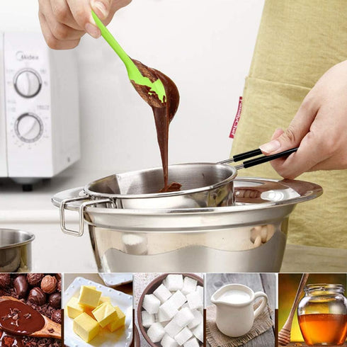 Double Boiler Melting Pot with 600ML,Stainless Steel Chocolate Melting Pot with Heat Resistant Handle for Butter Candy Butter Cheese, Candle Makin...
