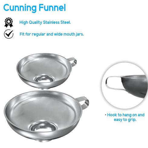 Wide Mouth Stainless Steel Canning Funnel - for Wide and Regular Mason Jars, Food Grade Funnel Canning Supplies Set, 2 Pack...