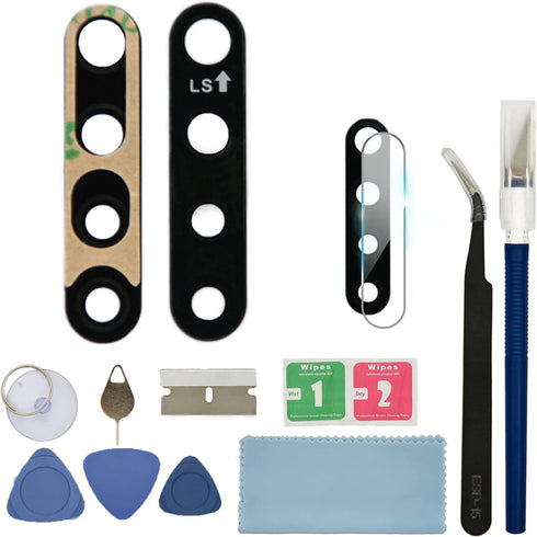 Rear Camera Glass Lens Replacement with Adhesive & Repair Toolkit & Back Camera Cover for Samsung A21...