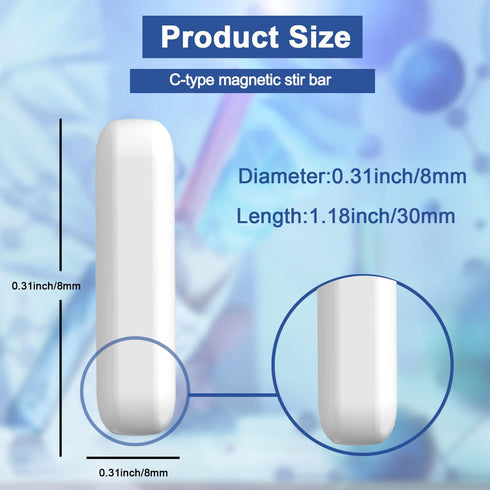 Magnetic Stirrer Mixer Stir Bar?6Pcs 30mm(1.18 inch) PTFE Magnetic Stir Bar,White Color,Laboratory Bar,Stir Plate Bar,Stir Bars…...