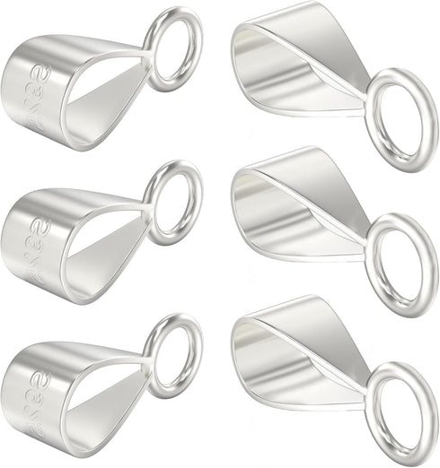 6Pcs 925 Sterling Silver Slider Pendant Clasp Bail Connector with Closed Loop,S925 Bails for Jewelry Making Made in Italy...