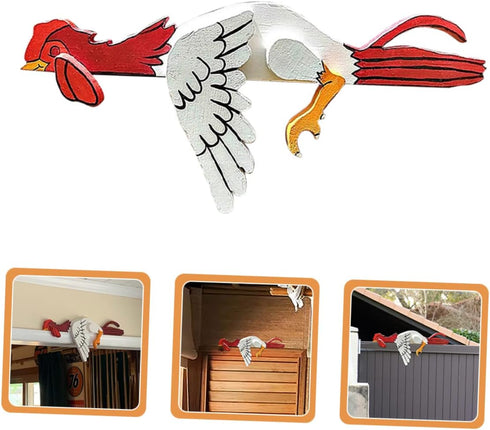 Chicken Door Frame Ornament Fence Decoration Retro Statue Decoration Chicken Figurine Wood Crafts Ornament Figurine Adornment Wood Chicken Figure ...