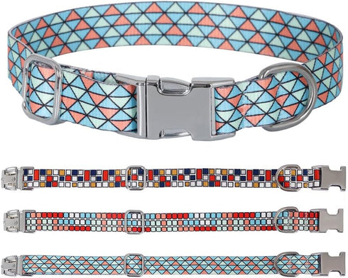 Dog Collar Metal Buckle Pet Collar, Cute Colors Cat Collar, Adjustable Breathable Soft Suitable for Small Medium Large and Boy Girl Dogs (Medium, ...