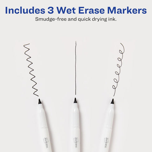 AVERY Wet Erase Markers, Fine Tip Markers, Smudge-Free and Quick-Drying, Black, Water-Erasable Markers for Planner Dashboards, Whiteboards and Mor...
