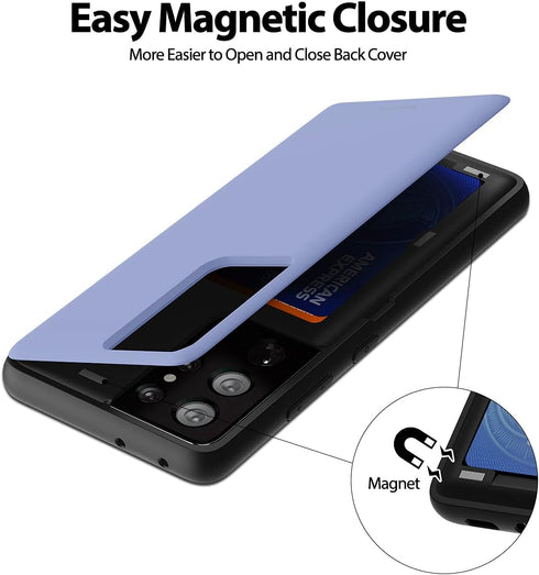 GOOSPERY for Galaxy S21 Ultra 6.8"(2021) Card Holder Wallet Case, Easy Magnetic Door Closure Protective Dual Layer Bumper Sturdy Phone Back Cover ...