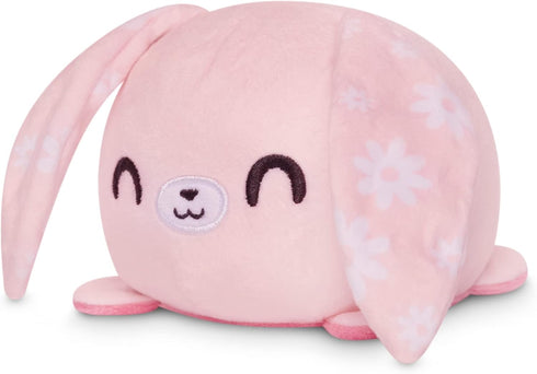 TeeTurtle - The Original Reversible Bunny Plushie - Pink Floral Ears - Cute Sensory Fidget Stuffed Animals That Show Your Mood, 4 Inch...