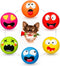 Squeaky Dog Toy for Small Dogs, Rubber Latex Puppy Toys Small Dog Toys, Soft Small Dog Squeaky Toys, Smile Face Squeaky Dog Balls Flat for Mini, S...