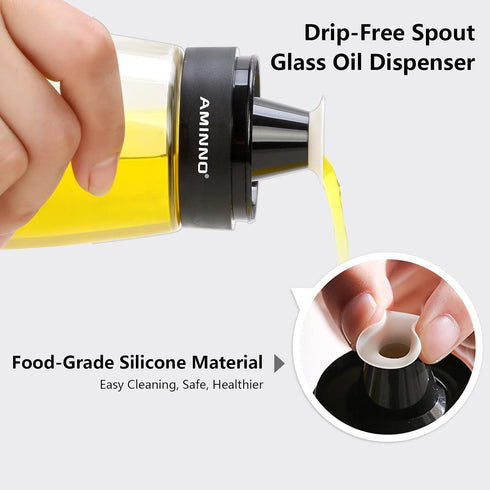 5.5oz Oil and Vinegar Cruets 2 Pack, Glass Oil Dispenser Bottles for Cooking, Leakproof and Drip Free Spouts...
