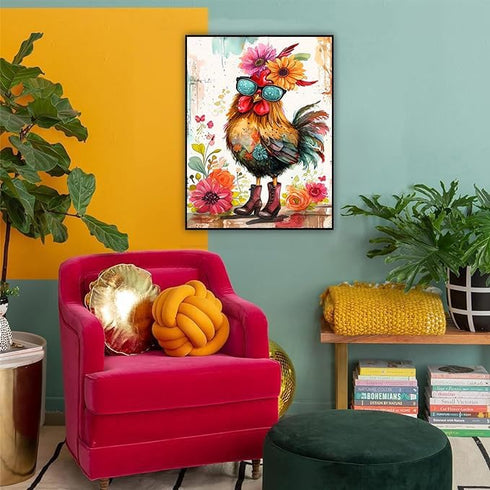 Ekuxom Chicken Diamond Art Kits for Adults, 5D Chicken Diamond Painting Kits for Adults, Round Full Drill Diamond Art Kits for Adults Chickens for...