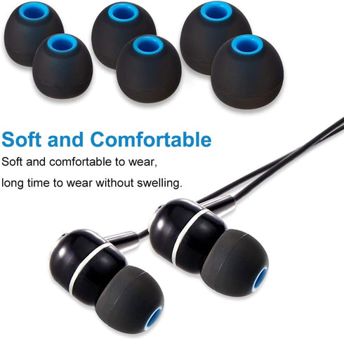 Earbud Tips Soft Silicone Earbuds Replacement Tips Fit for in-Ear Headphones(Inner Hole from 3.8mm - 4.2mm Earphones) 9 Pairs S/M/L......
