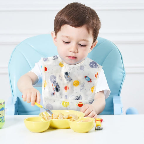 6 Pcs Baby Feeding Bibs Toddler Waterproof Bib Set with Crumb Catcher Pocket Infant Adjustable Baby Teething Bib Babies Food Bibs Keepsake Gift fo...