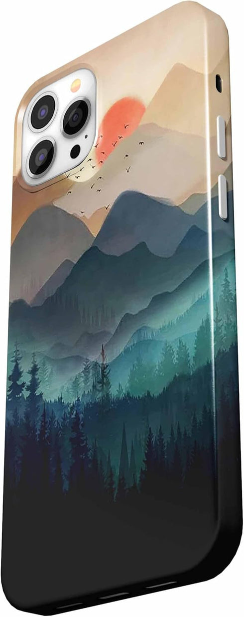 Wilderness Landscape for iPhone 14 Pro Case,Nature Mountain Sunset Scenery Case for Men Women,Full Cover Smooth Tough PC Case for iPhone 14 Pro...