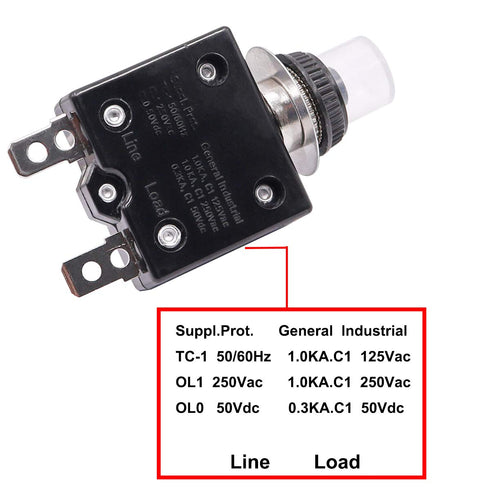 smseace 3Amp Electric Button Breaker 125/250VAC,Thermal Overload Protector L1 Series with Manual Reset, Waterproof Button Cap L1-3A...