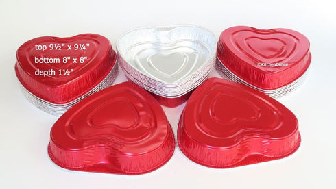 KitchenDance Disposable Aluminum Heart Shaped Cake Pan, 8 Inches, Without Lid - Perfect for Cakes, Chocolates, Baking, Storing, and Preparing Food...
