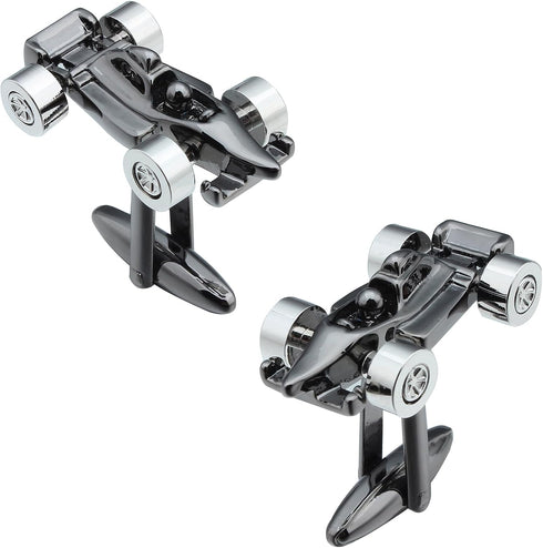 Gun Black Mini Racing Cufflinks For Men With Gift Box....
