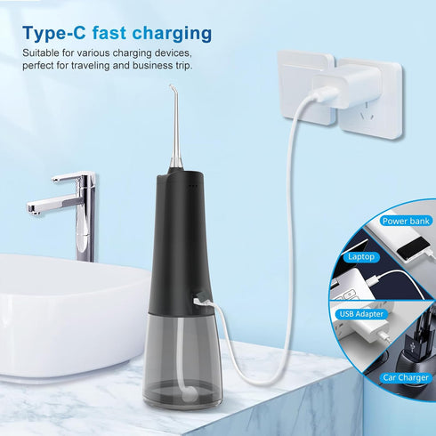 Water Dental Flosser oral irrigator,JNGOODS 300ml Rechargeable water flosser for teeth IPX7 Waterproof 9 Modes portable Oral Irrigator. LED displa...