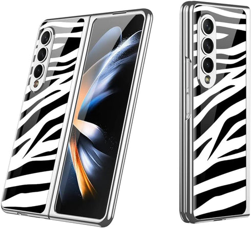 SHIEID Z Fold 4 Case, Galaxy Z Fold 4 Case Ultra-Thin Tempered Glass Phone Case Protective Cover for Samsung Galaxy Z Fold 4 Fashion Electroplated...