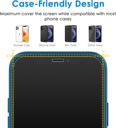 JETech One Touch Install Screen Protector for iPhone 12/12 Pro 6.1-Inch, Full Coverage Tempered Glass Film, Auto Alignment Tool Kit, HD Clear, 2-P...