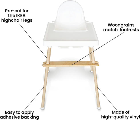 Highchair Decorative Leg Wraps, Bamboo Style, Highchair Accessories, Compatible with IKEA Antilop Highchair, includes 4 Pre-Cut Adhesive Strips...