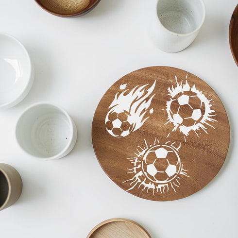 FINGERINSPIRE Soccer Flame Crack Painting Stencil 8.3x11.7inch Reusable Soccer Ball Pattern Drawing Template DIY Art Fire Football Decoration Sten...