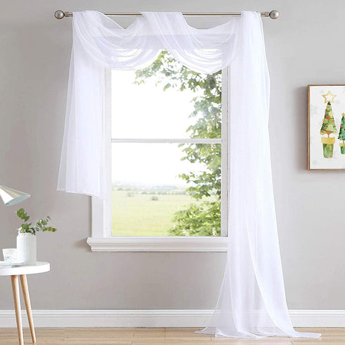 NICETOWN Sheer Canopy Bed Curtains Panels 216 - Home Decoration Sheer Voile Scarf Valance for Wedding (1 Panel, W60 x L216, White)...