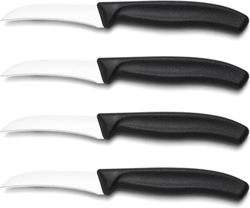 BEWOS Paring Knife, Curved Blade Paring Knife Set of 4, Ergonomic Handle, Ultra Sharp Kitchen Knife, Classic Black PP Plastic Handle, Fruit Knife ...