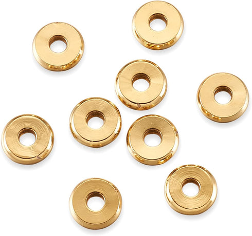 Cheriswelry 200pcs 6x1.2mm Flat Round Metal Heishi Beads Spacer Golden Brass Flat Rondelle Disc Coin Loose Beads Spacers for Surfer Bohemian Jewel...