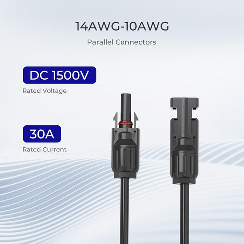 Renogy Solar Connectors Parallel Adapter Cable MMF+FFM, Upgrade-1 Pair Y Branch, Black...