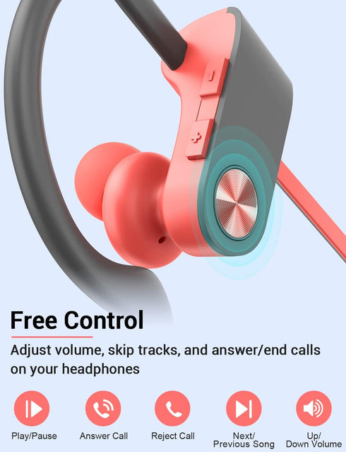 Stiive Bluetooth Headphones, Wireless Sports Earbuds IPX7 Waterproof with Mic, Stereo Sweatproof in-Ear Earphones, Noise Cancelling Headsets for G...
