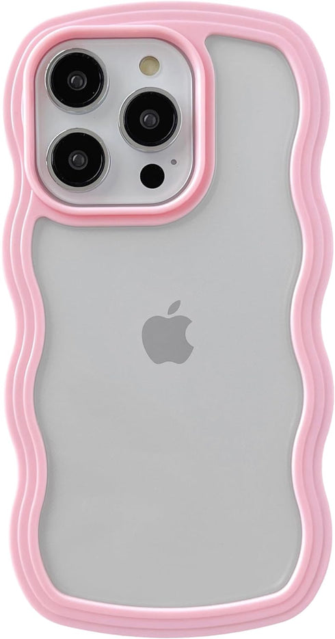 Caseative for iPhone 15 Pro Case, Cute Curly Wave Frame Shape Shockproof Soft Compatible with iPhone Case (Pink,iPhone 15 Pro)...