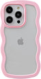 Caseative for iPhone 15 Pro Case, Cute Curly Wave Frame Shape Shockproof Soft Compatible with iPhone Case (Pink,iPhone 15 Pro)...